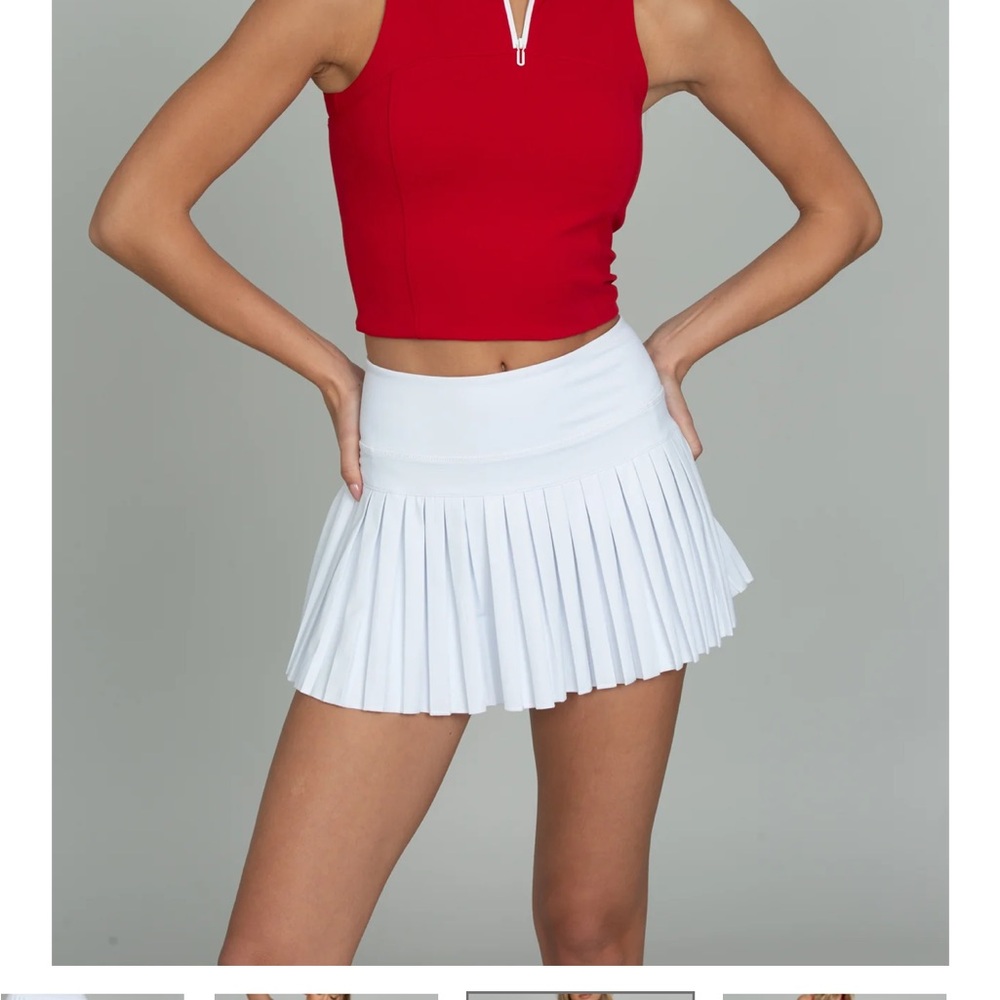 Gold Hinge Off White Pleated tennis Skirt